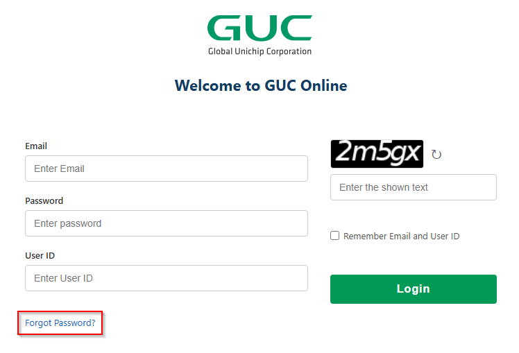 Forgot Password link location