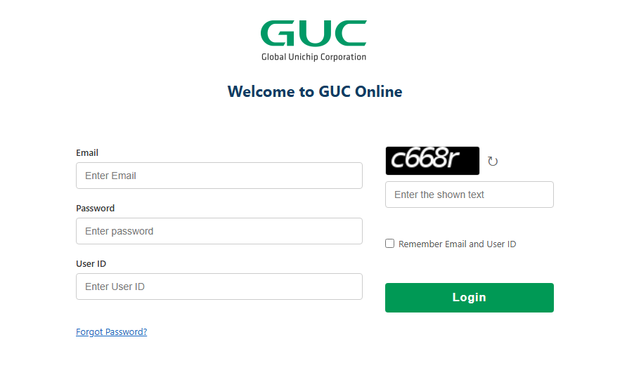 Login page