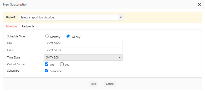 Schedule tab